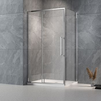 Душевой угол Veconi Rovigo RV-034, 1100х1000х1950, хром, стекло прозрачное RV034-110100-01-C7 — фото 1, Душевые уголки