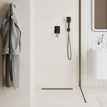 Лоток душевой, сифон 360, комбинированный затвор, перфорированная решетка, 600мм, черный, IDDIS, 975B6BL20DZ — фото 1, Трапы для душа