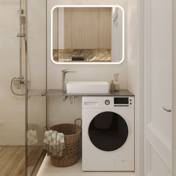 BOND M39ZE-10080 Зеркало прямоугольное 100х80см с LED подсветкой и сенсорным диммером — фото 34, Зеркала в ванную комнату