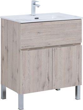 Тумба под раковину Aquanet Алвита New 70 1 ящик, 2 дверцы, дуб веллингтон белый 00303902 — фото 1, Тумбы под раковину