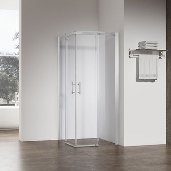 Душевой угол Veconi Rovigo RV-50CH, 1100х900х1950, хром, стекло прозрачное RV50CH-11090-01-C8 — фото 1, Душевые уголки