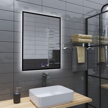 Товар: Зеркало PRAGMA-норма BLACK (700*800*45) LED с сенсорным выключателем и подогревом 1870802 - фото 2 Зеркало PRAGMA-норма BLACK (700*800*45) LED с сенсорным выключателем и подогревом 1870802 — фото 2, Зеркала в ванную комнату