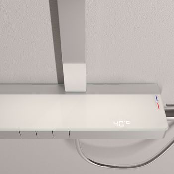 Душевая стойка SANCOS Vos с термостатическим смесителем, изливом, полкой, шлангом 1,5 м, верхним и ручным душем, цвет хром, арт. SC6100CH — фото 7, Душевые стойки