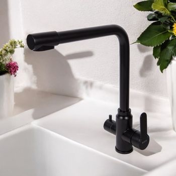 BOND Smart B65-0488 Смеситель для кухни под фильтр с краном для питьевой воды, черный матовый — фото 16, Смесители для кухни