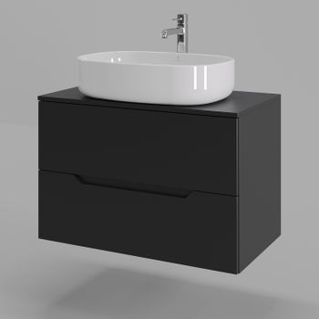 Orange Line Li-80TubMDF+B08-600W тумба с раковиной подвесная 80 см, черный/белый Li-80TubMDF+B08-600W — фото 1, Тумбы с раковиной