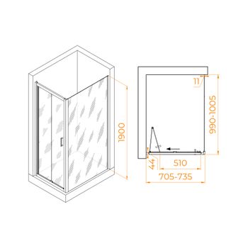 Душевой уголок RGW PA-142B (PA-21B+Z-050-5B) 700x1000 060814270-14 — фото 6, Душевые уголки