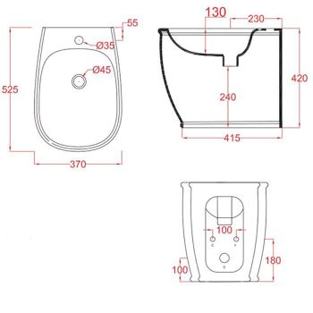 Биде Artceram Azuley напольное с одним отверстием цвет черный AZB002 03 00 — фото 1, Биде напольные