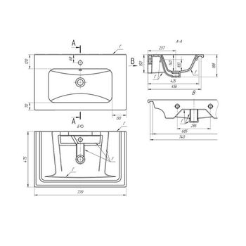 раковина 779х475х188 Эйфория-80 — фото 1, Раковины