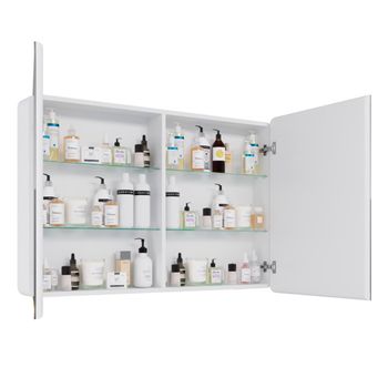 Шкаф зеркальный Lemark ELEMENT 120х80 см 2-х дверный, с подсветкой, с розеткой, цвет корпуса: Белый LM120ZS-E — фото 3, Зеркальные шкафы в ванную