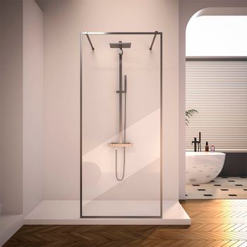 Душевая перегородка Veconi Korato KR-90GR, 1100x2000, брашированный графит, прозрачное стекло KR90GR-110-01-C4 — фото 1, Душевые перегородки