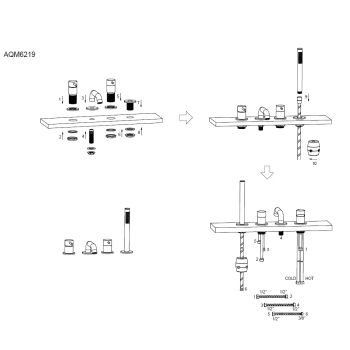 AQM6219MB Siena Смеситель на борт ванны на 4 отв, комплект, черный матовый — фото 2, Смесители