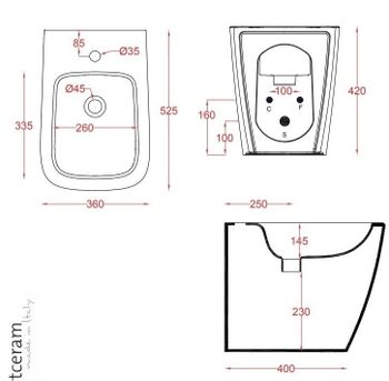 Биде Artceram A16 напольное с одним отверстием цвет черный матовый ASB002 17 00 — фото 2, Биде напольные