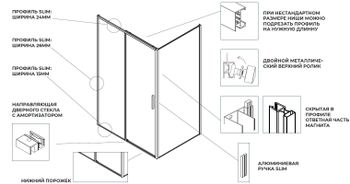 Душевая дверь Aquanet Pleasure Evo 160 AE65-N160-CT профиль хром, прозрачное стекло — фото 4, Душевые двери в нишу