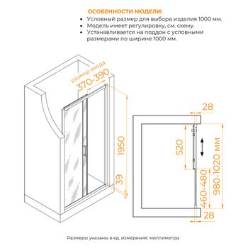 Душевая дверь RGW PA-114-Gr 1000 030811410-110 — фото 1, Душевые двери в нишу