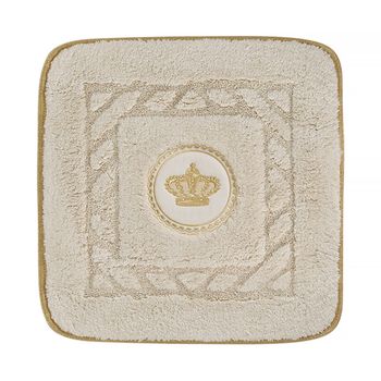Коврик д/ванной комнаты 60х60 см., вышивка логотип КОРОНА, кремовый, окантовка золото 30767 — фото 1, Коврики для ванной комнаты