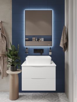 BOND Cube T55605 Тумба со столешницей подвесная белая матовая без раковины — фото 23, Тумбы под раковину