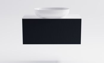 Тумба М-40 Slim 100см 1ящ RAL7024 мат./волна, раковина Атрия бел гл., столешница Solid бел гл. 4631177714689 — фото 1, Тумбы с раковиной