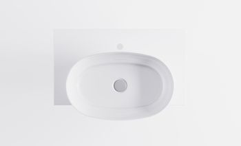 Тумба М-40 Slim 70см 1ящ белый мат./волна, раковина Атрия бел глянц, столешница Solid белый мат. 4631177715952 — фото 2, Тумбы с раковиной