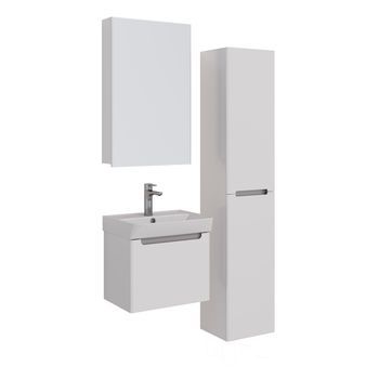 Тумба Lemark BUNO MINI 50 см под 1 раковину, подвесная, 1 ящик, цвет планки: Серый, цвет корпуса, фа LM05BM50T — фото 5, Тумбы под раковину