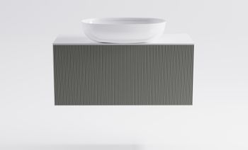 Тумба М-40 Slim 100см 1ящ NCS S 3502-Y мат./волна, раковина Атрия бел гл., столешница Solid бел гл. 4631177714665 — фото 1, Тумбы с раковиной