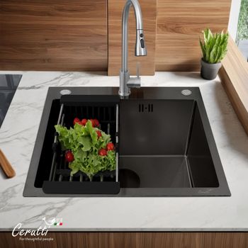 Мойка GLORIA50B nano black (графит) кухонная из нержавеющей стали (500х500х220) Ceruttispa CT11256 — фото 1, Кухонные мойки
