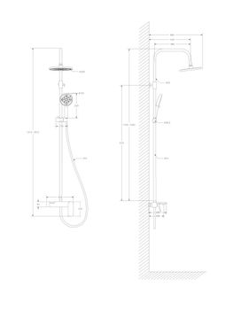 BOND B08-9100 Душевая система с тропическим душем и смесителем с изливом — фото 17, Душевые системы