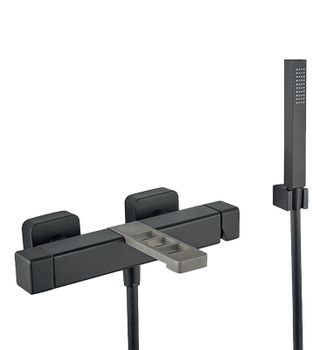 Смеситель для ванны Webert One-X OX850101441, чернай/сталь — фото 1, Смеситель для ванны