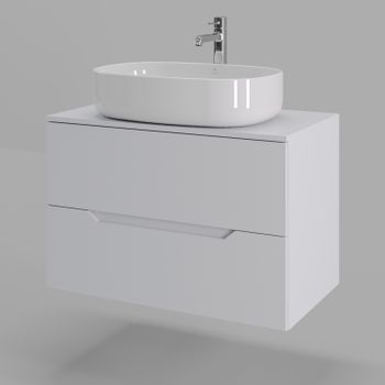 Orange Line Li-80TuwMDF+B04-600W тумба с раковиной подвесная 80 см, белый Li-80TuwMDF+B04-600W — фото 1, Тумбы с раковиной