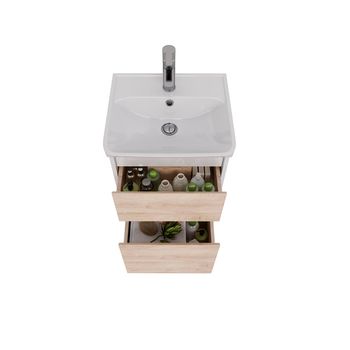 Тумба Lemark COMBI 45см под 1 раковину, подвесная/напольная, 2 ящика, цвет фасада: Дуб кантри, цвет LM03C45T-dub — фото 2, Тумбы под раковину