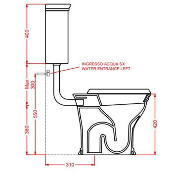 Бачок Artceram Civitas на средней трубе цвет черный CIC007 03 00 — фото 1, Смывные бачки скрытого монтажа