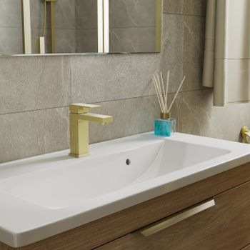 Смеситель для раковины D&K Bayern.Liszt DA1512107, матовое золото — фото 1, Смесители для раковины