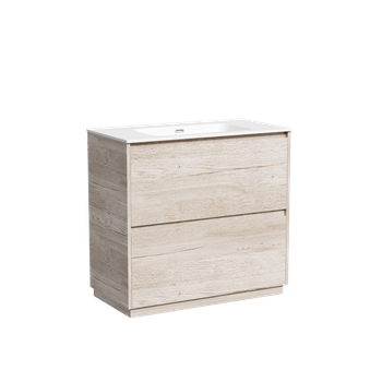 Тумба под раковину SANCOS Libra Floor напольная, 890х450х840, c двумя ящиками оснащенными доводчиками, дуб галифакс натуральный, арт. LB90FEG — фото 1, Тумбы под раковину