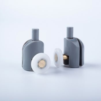 Ролики IDDIS 2 верхних, 2 нижних одинарные, D=23 мм серый, стекло 4 мм (966S23GR4DZ) — фото 1, Комплектующие для душевого оборудования