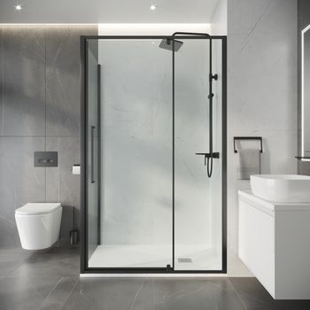 Душевое ограждение Niagara Nova NG-35-11AGR-A80GR-34 (110х80х195) прямоугольник,распашная,графит,стекло прозрачное,2 места — фото 5, Душевые уголки