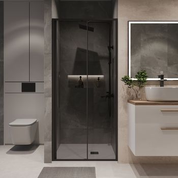 Дверь в нишу Niagara Nova NG-85-10TB (100х195) черный матовый,стекло тонированное,дверь раздвижная,1 место — фото 4, Душевые двери в нишу