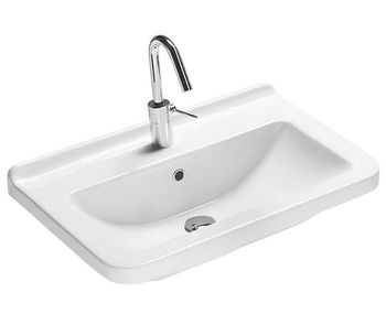 Раковина HATRIA ERIKA PRO Q YXGK01 подвесная или на тумбу с одним отверстием с переливом цвет белый — фото 1, Раковины