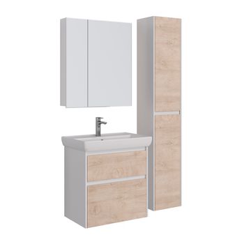 Тумба Lemark COMBI 70 см под 1 раковину, подвесная/напольная, 2 ящика, цвет фасада: Дуб кантри, цвет LM03C70T-dub — фото 5, Тумбы под раковину