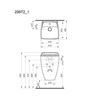 Раковина Ambassador Benefit 206T20201 (475*485*725) ЧЕРНАЯ МАТОВАЯ — фото 3, Раковины