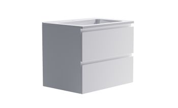 Нижний шкаф Альфа 70 с 2 ящиками белый матовый + Раковина "Альфа 70" 03060004+04010006 — фото 3, Тумбы с раковиной
