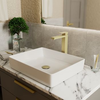 Смеситель для раковины D&K Bayern.Liszt DA1512007, матовое золото — фото 1, Смесители для раковины