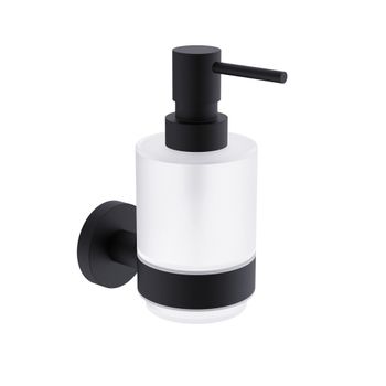 AQM7213MB Trento Диспенсер для жидкого мыла 200мл, латунь/матовое стекло, черный матовый — фото 1, Диспенсеры для жидкого мыла