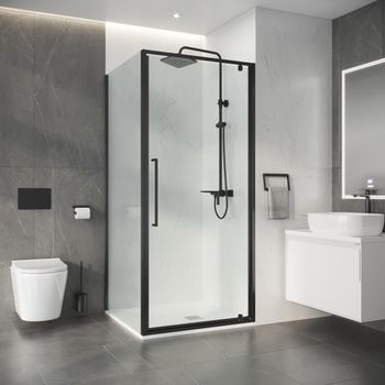 Душевое ограждение Niagara Nova NG-35-10AGR-A80GR-34 (100х80х195) прямоугольник,распашная,графит,стекло прозрачное,2 места — фото 3, Душевые уголки