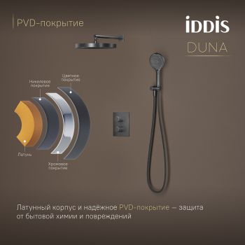 Душевая система IDDIS Duna с тропическим и ручным душем, с термостатом, графит матовый (DUNGM0Ti67) — фото 1, Душевые системы