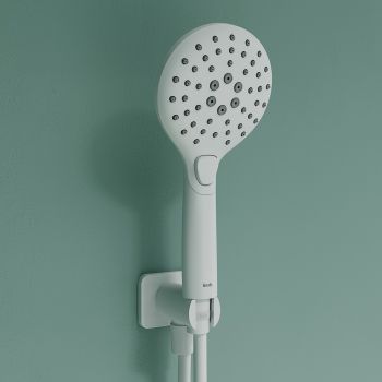 Душевая система с тропическим душем, ручным душем и изливом IDDIS Ray белый матовый (RAYWT03i68) — фото 1, Душевые системы