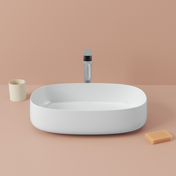 Раковина Artceram Cognac Quadro накладная без отверстий saniglaze цвет белый COL003 01 34 — фото 1, Раковины накладные