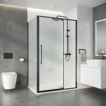 Душевое ограждение Niagara Nova NG-35-11AGR-A80GR-34 (110х80х195) прямоугольник,распашная,графит,стекло прозрачное,2 места — фото 4, Душевые уголки