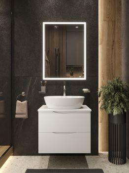 BOND Cube T55605 Тумба со столешницей подвесная белая матовая без раковины — фото 27, Тумбы под раковину