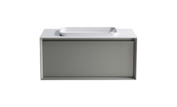 Тумба Фрейм 90 с 1ящ NCS S 3502-y мат. с раковиной Антарес бел гл. и столешницей Solid бел гл. 4631177713880 — фото 1, Тумбы с раковиной