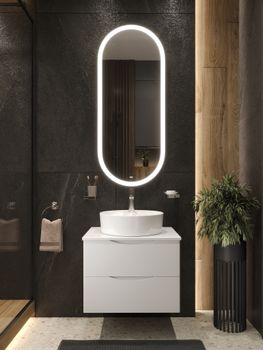 BOND Cube T55605 Тумба со столешницей подвесная белая матовая без раковины — фото 18, Тумбы под раковину