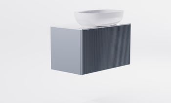 Тумба М-40 Slim 80см 1ящ NCS S 3005-R80B мат./волна, раковина Атрия бел гл., столешница Solid бел гл. 4631177714535 — фото 2, Тумбы с раковиной